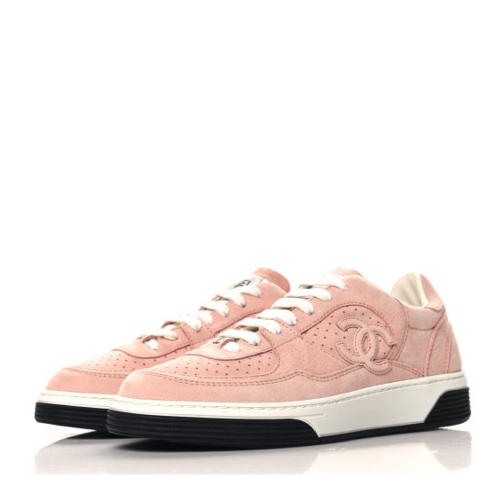 CHANEL Blush Suede Sneakers